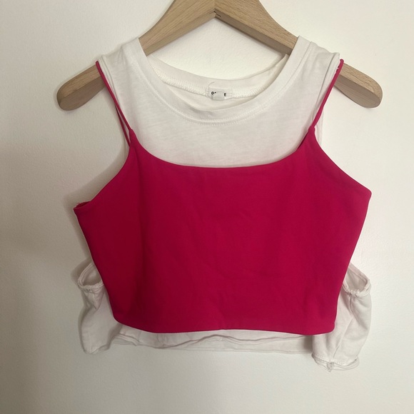 Garage Tops - Garage Crop Top Bundle (2) Pink Camisole S + White Los Angeles Tank M